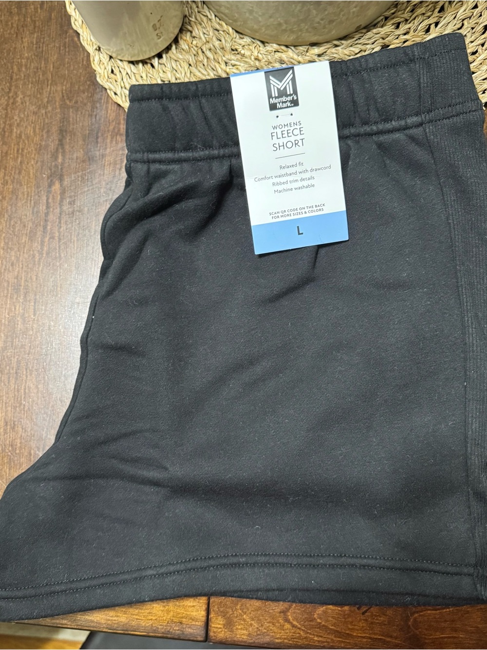 NWT Member’s Mark Women’s Black Fleece Lounge Shorts Size Large